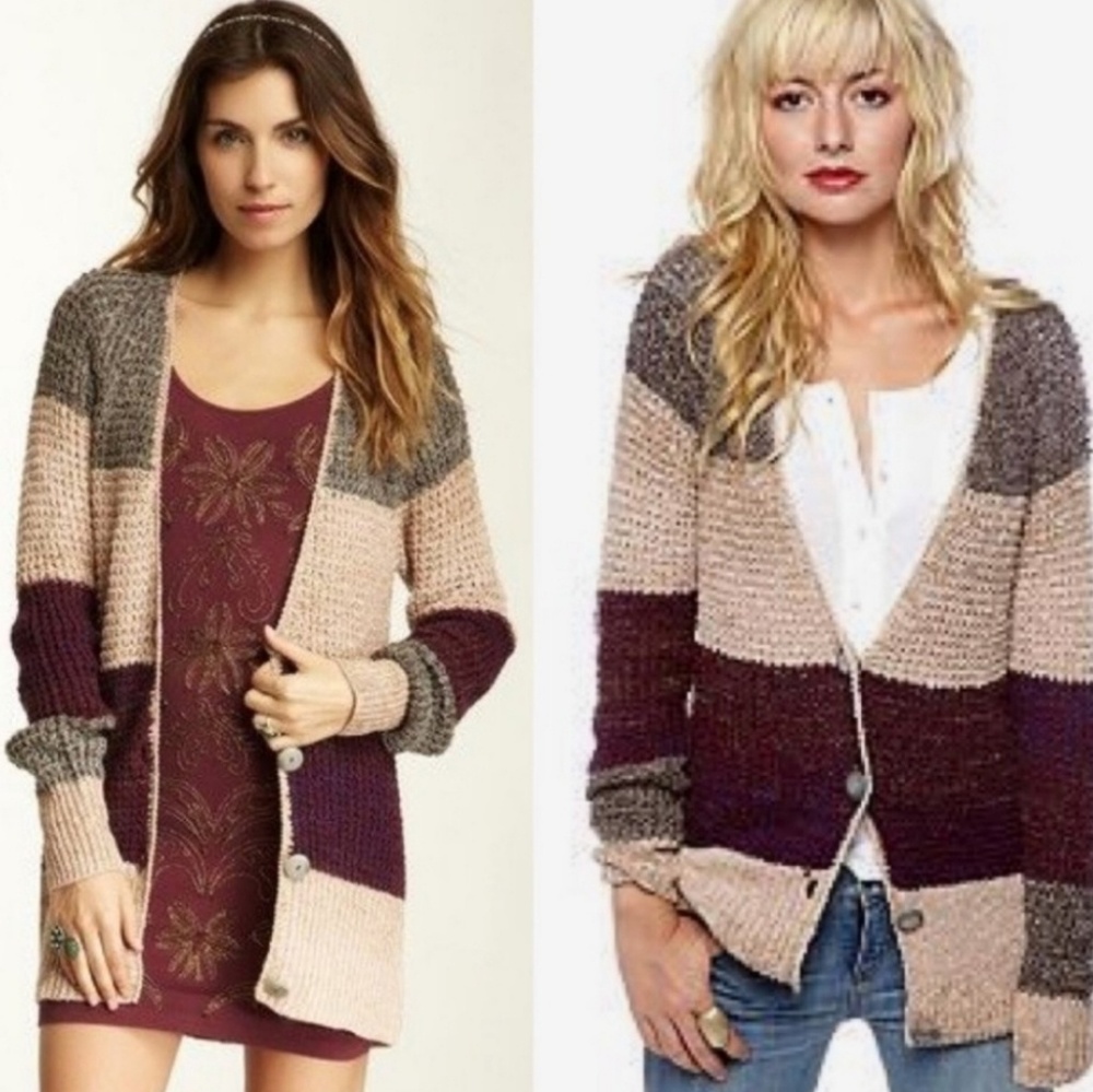 Free People Lake Tahoe Waffle Knit Cardigan Size S